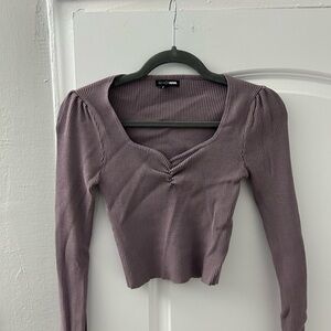 Fashion Nova Ribbed Lavender Long Sleeve Top